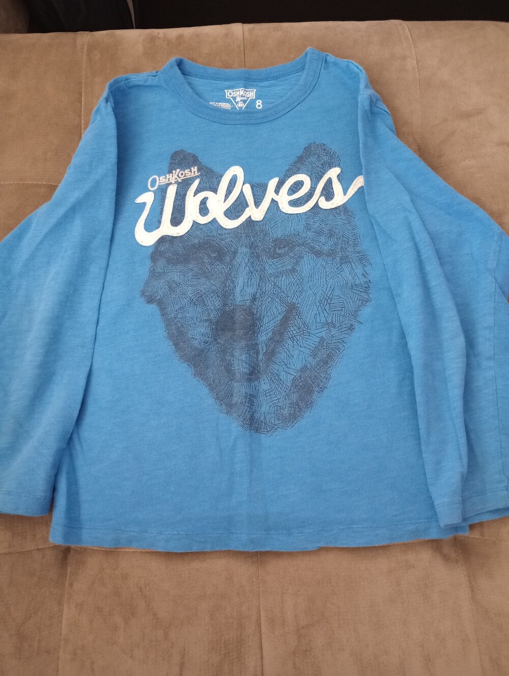 Kids - Oshkosh Blue Long Sleeve W/Wolf Graphic